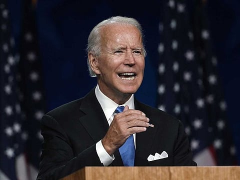 Former vice-president and Democratic presidential nominee Joe Biden accepts the Democratic Party nomination for US president during the last day of the Democratic National Convention, being held virtually amid the novel coronavirus pandemic, at the Chase Center in Wilmington, Delaware on August 20, 2020.