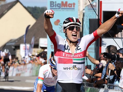 UAE Team Emirates' Jasper Philipsen signed off his two-year stay with the team with a creditable fourth place finish in the concluding stage on Sunday.