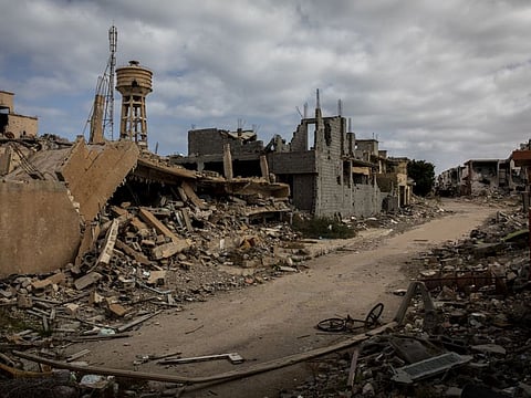 A destroyed neighbourhood in Sirte, Libya, January 22, 2020. Rival political leaders in Libya announced an immediate cease-fire on August 21 and called for talks to demilitarise Sirte, the seaside city that has become the focus of international efforts to break the stalemated conflict in the oil-rich but dysfunctional North African nation.