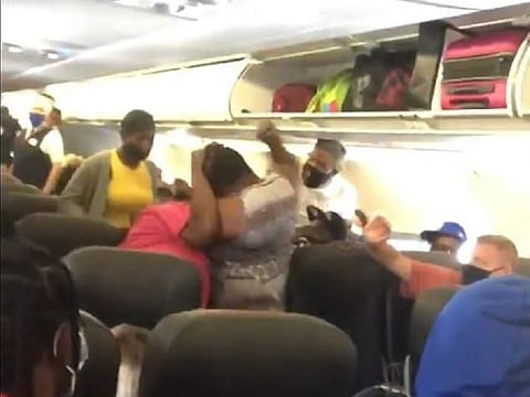 FIGHT OVER FACE MASK: The exchange of blows broke out on an American Airlines flight from Las Vegas to Charlotte, North Carolina.