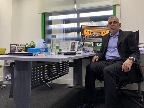 UAE-based New Zealand mosque attack survivor Adeeb Sami watches the sentencing hearing of white supremacist Brenton Tarrant in Christchurch, live from his Al Ain office on Tuesday.