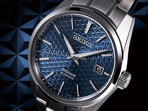 The Presage Sharp Edge Series's has a Asanoha motif dial