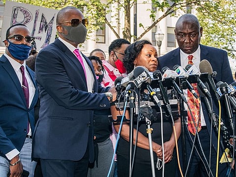 Julia Jackson prepares to speak at a news conference on the shooting of her son Jacob Blake August 25, 2020 in Kenosha, Wisconsin.