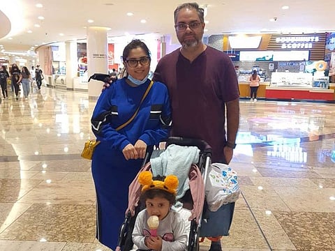 Winner of the Dubai Duty Free US$1 million draw, Nitesh Sughnani, with his family.