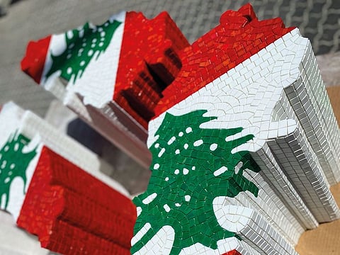 Fantini Mosaici's limited-edition collection of 10 coffee tables, made in the shape of the map of Lebanon.