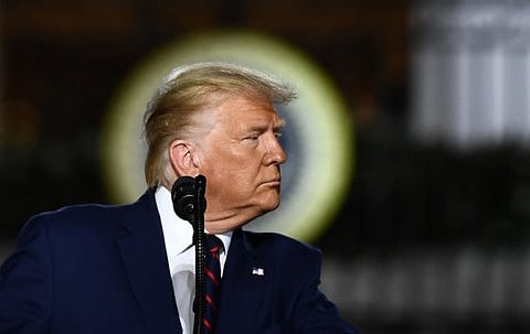 Donald Trump delivers his acceptance speech for the Republican Party nomination for reelection during the final day of the Republican National Convention from the South Lawn of the White House