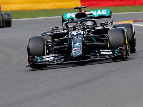 Mercedes ace Lewis Hamilton in action at the Spa-Francorchamps circuit in Spa on Sunday.