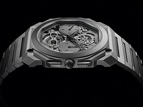 The Bulgari Octo Finisimmo Tourbillon Chronograph with the skeleton dial