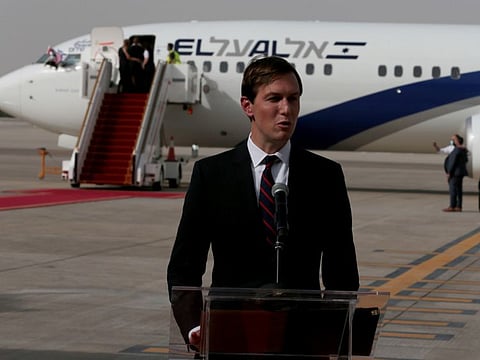 U.S. President's senior adviser Jared Kushner speaks upon arriving at Abu Dhabi International Airport, in Abu Dhabi, United Arab Emirates August 31, 2020. REUTERS/Christopher Pike