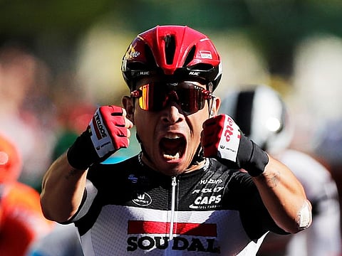 Lotto Soudal rider Caleb Ewan of Australia wins the stage.