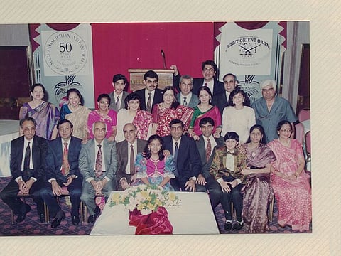 A picture of Maghanmal Pancholia (seated front row fourth from left) and his family, all of whom live here in Dubai.