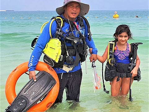 Tisya Panigrahi, 10, with her trainer