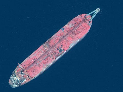 A satellite image showing the FSO Safer oil tanker