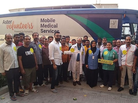 Dar Al Ber Society members at a medical camp for labourers in Dubai to mark the International Day of Charity last year.