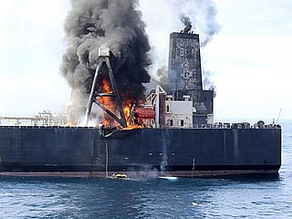 Indian Oil-chartered supertanker catches fire off Sri Lanka