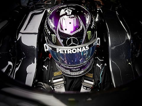 Mercedes' Lewis Hamilton during practice in Monza