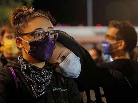 Demonstrators take part in a protest over the death of a Black man, Daniel Prude, after police put a spit hood over his head during an arrest on March 23, in Rochester, New York, U.S. September 6, 2020.
