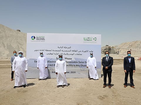 Tadweer opens phase two of solar power plant at Al Dhafra for waste recycling. The facility is the first of its kind in the world that is 90 per cent solar-powered and it will help reduce pollution and carbon emissions.