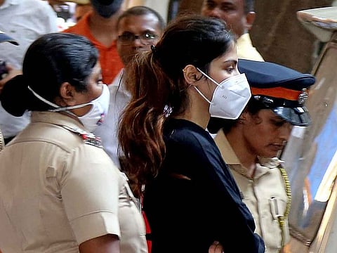 Actor Rhea Chakraborty being taken for medical examination after being arrested by Narcotics Control Bureau.