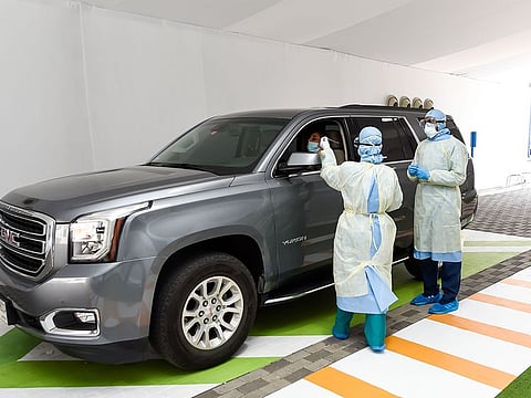 Drive Through Covid-19 Screening Station by Dubai Health Authority at Al Nasr club