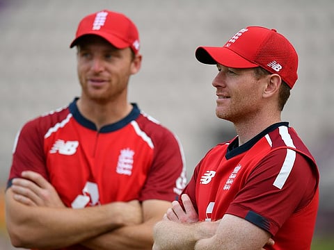 Eoin Morgan (right) and teammate Jos Buttler, two of England's main weapons in the T20 format.