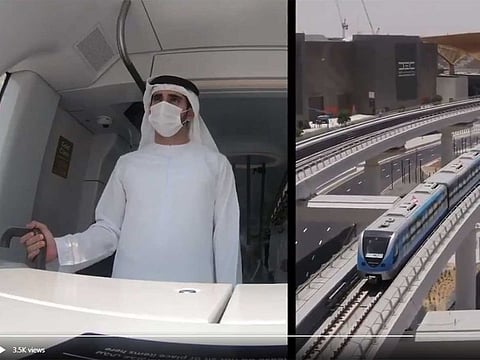 Shaikh Hamdan Bin Mohammad Bin Rashid Al Maktoum, Crown Prince of Dubai, inspects Dubai Metro's Route 2020 which is an extension of the Red Line to link the Expo Dubai site with the mass transport system.