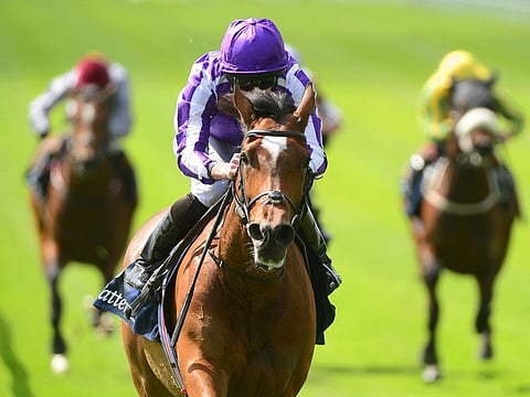 Jockey Seamie Heffernan powers Magical to the Group 1 Irish Champion Stakes at Leopardstown on Saturday.