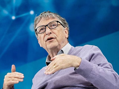 Bill Gates speaks at a conference in New York on Nov. 6, 2019. Gates, founder of Microsoft and the Bill and Melinda Gates Foundation, wants to add $4 billion to the fiscal stimulus package under debate in Congress so that poor countries can get COVID-19 vaccines.