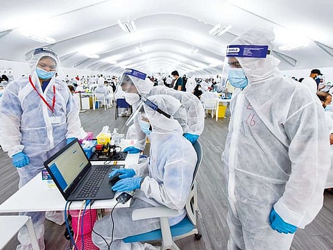 Paramedics at the Ghantoot rapid testing facility.