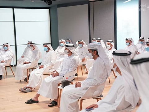 Dubai Crown Prince and Chairman of The Executive Council of Dubai Sheikh Hamdan bin Mohammed bin Rashid Al Maktoum and Sheikh Ahmed bin Saeed Al Maktoum, Second Deputy Chairman of The Executive Council of Dubai attended a meeting with director generals and executives of various Dubai Government entities