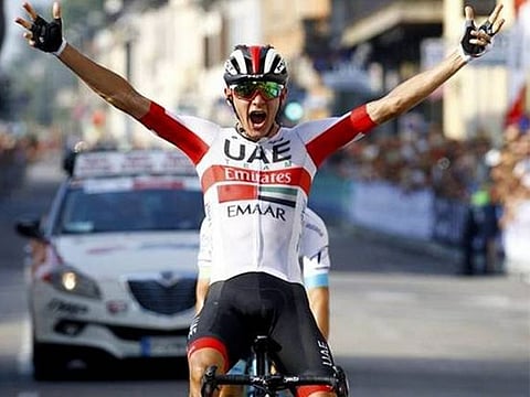 Aleksandr Riabushenko was on the podium for UAE Team Emirates