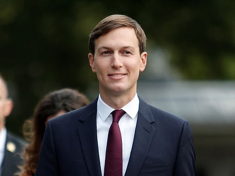 White House Senior Advisor Jared Kushner walks away following a television interview on the North Lawn at the White House in Washington.