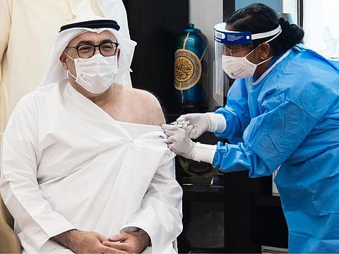 UAE's Minister of Health AbdulRahman Bin Mohammed Al Owais receiving the vaccine last week.