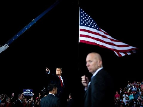 President Donald Trump during a campaign event at the Fayetteville Regional Airport in Fayetteville, N.C., Sept. 19, 2020. The president's determination to confirm a replacement for Justice Ruth Bader Ginsburg before the election set lawmakers on a collision course as Congress deals with other major issues.
