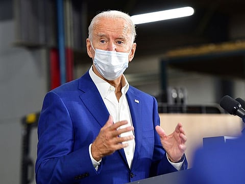 Democratic US presidential nominee and former Vice President Joe Biden speaks during a campaign speech at the Wisconsin Aluminium Foundry in Manitowoc, Wisconsin, US, September 21, 2020.