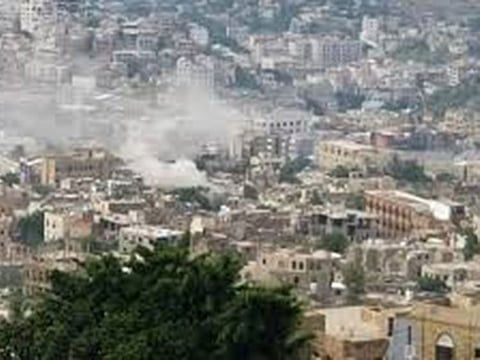 Al Houthi shells hit Taiz in Yemen.