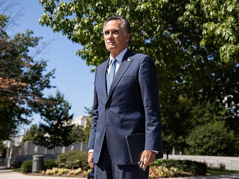 Senator Mitt Romney, a Republican from Utah, departs a weekly Republican Senate policy luncheon at the Ronald Reagan Republican Centre in Washington, D.C., U.S., on Tuesday, Sept. 22, 2020. Senate Republicans are moving quickly to set their strategy for confirming President Trump's Supreme Court nominee, with the senators focusing on whether they can move fast enough to get it done before Election Day in six weeks.