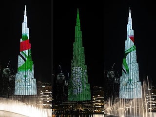 In pictures: UAE's iconic buildings light up to mark Saudi Arabia's 90th National Day