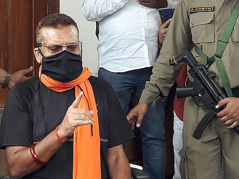 Patna: Former Bihar DGP Gupteshwar Pandey, who has taken voluntary retirement from service, arrives to address a press conference, in Patna, Wednesday, Sept. 23, 2020. (PTI