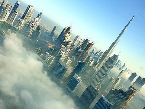 Fog in Dubai Canal and Shaikh Zayed Road