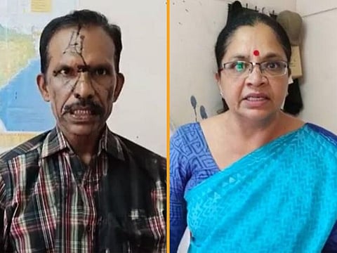 Blogger Vijay P Nair and dubbing artist Bhagyalakshmi.