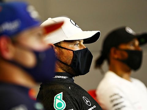Valtteri Bottas with Lewis Hamilton and Max Verstappen after the race in Sochi