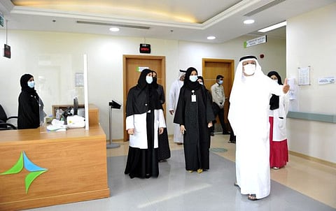 Al Qatami during his inspection tour of clinics on Monday.