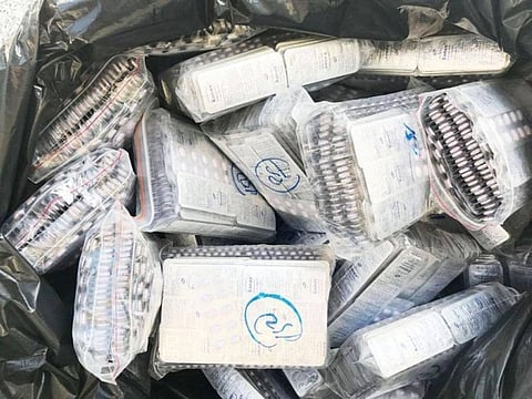 The confiscated pills.