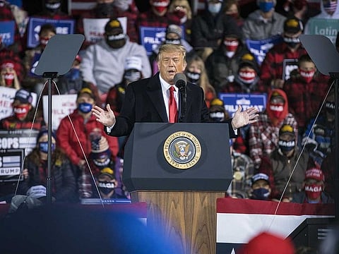 US President Donald Trump speaks during a 'Make America Great Again' rally in Duluth, Minnesota, US, on Wednesday, Sept. 30, 2020.