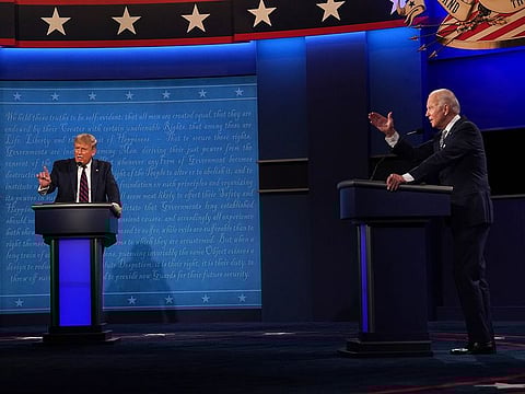 President Donald Trump and Joe Biden, the Democratic nominee, on Tuesday, Sept. 29, 2020 at the first presidential debate in Cleveland.