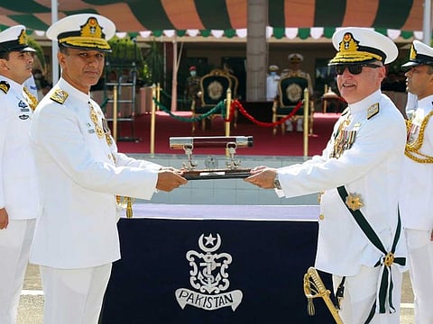 Admiral Muhammad Amjad Khan Niazi assumes Command of Pakistan Navy at PNS Zafar in Islamabad on October 7, 2020.