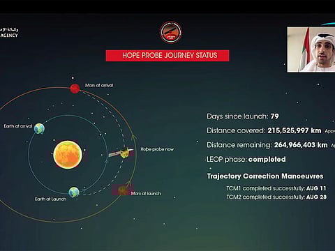 Omran Sharaf, project manager of Emirates Mars Mission addressing journalists at a virtual Media Briefing on the UAE’s Mission to Mars updates.. Photo: Virendra Saklani/Gulf News