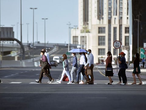 Workers in Dubai in the Business Bay area of Dubai. Picture used for illustrative purposes only.