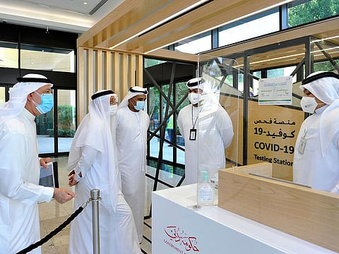 Humaid Al Qutami, Director General of the DHA, visited the COVID-19 PCR testing stations with other officials on Monday